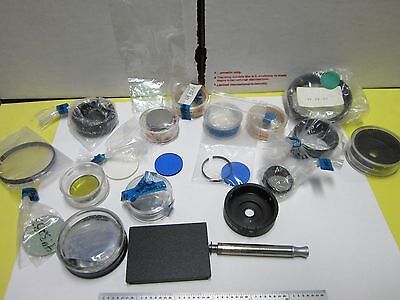 LOT MICROSCOPE PART POLYVAR REICHERT LEICA OPTICAL FILTERS NICE OPTICS BIN#53-25