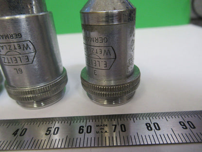 LOT 3 ea OBJECTIVES ERNST LEITZ GERMANY MICROSCOPE PART AS PICTURED &R4-A-50