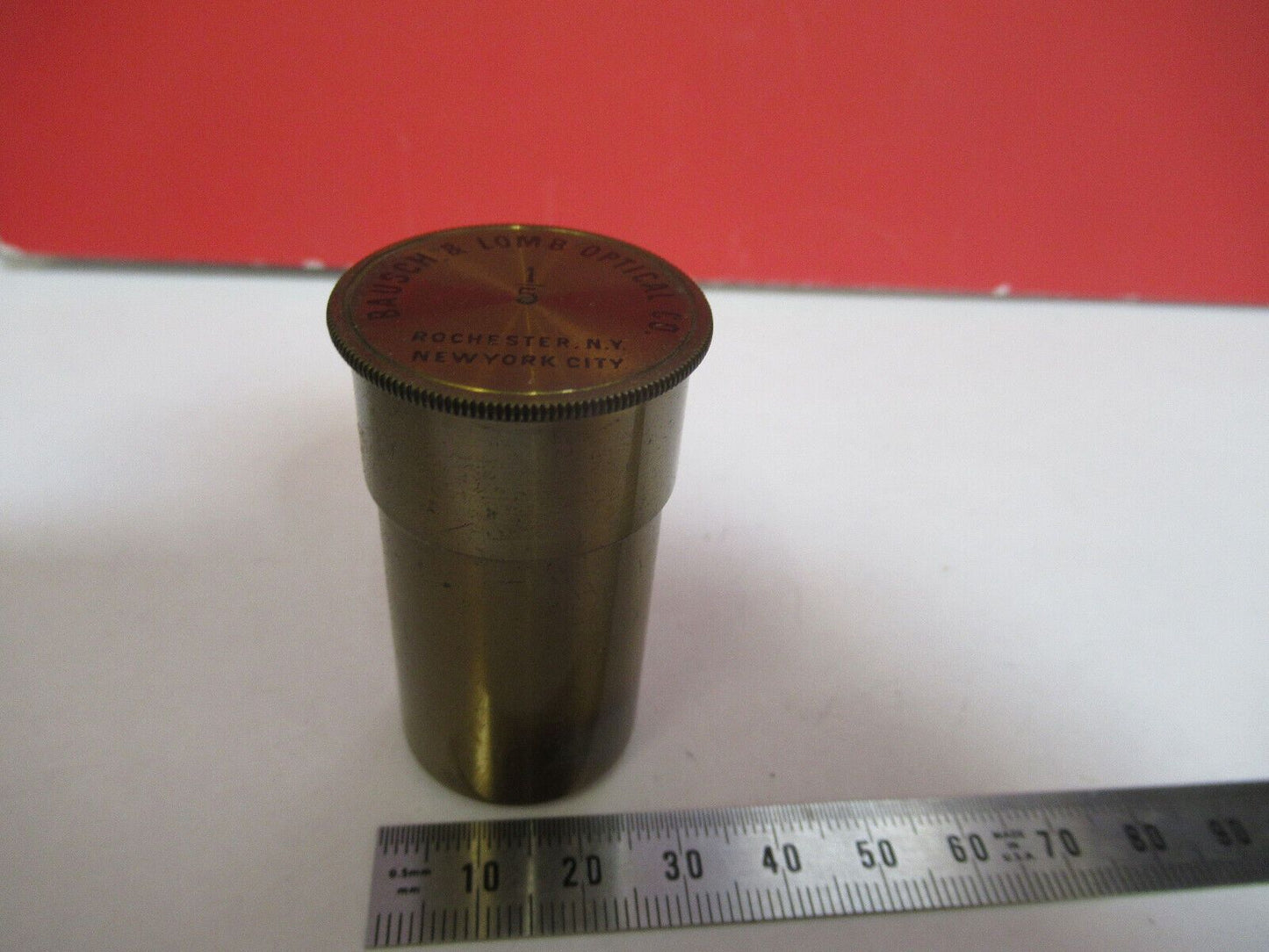 ANTIQUE BRASS OBJECTIVE CAN BAUSCH MICROSCOPE PART OPTICS AS PICTURED 81-B-22