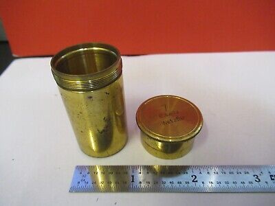 ANTIQUE BRASS EMPTY OBJECTIVE CAN E. LEITZ "7" MICROSCOPE PART AS PIC &Q1-A-62