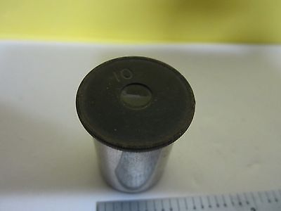 ANTIQUE MICROSCOPE PART VINTAGE EYEPIECE 10X OPTICS #34-T-12