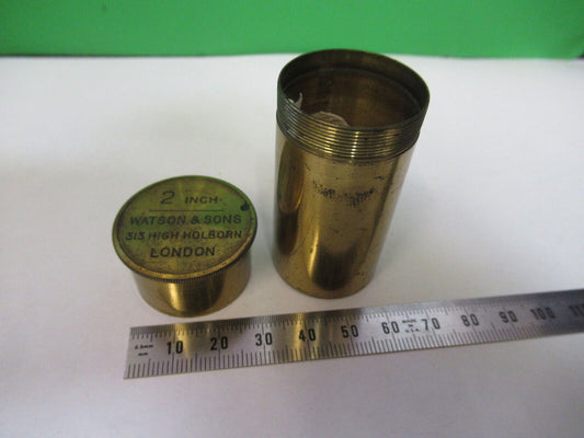 ANTIQUE EMPTY BRASS CAN for WATSON OBJECTIVE MICROSCOPE PART AS PICTURED Z7-A-41