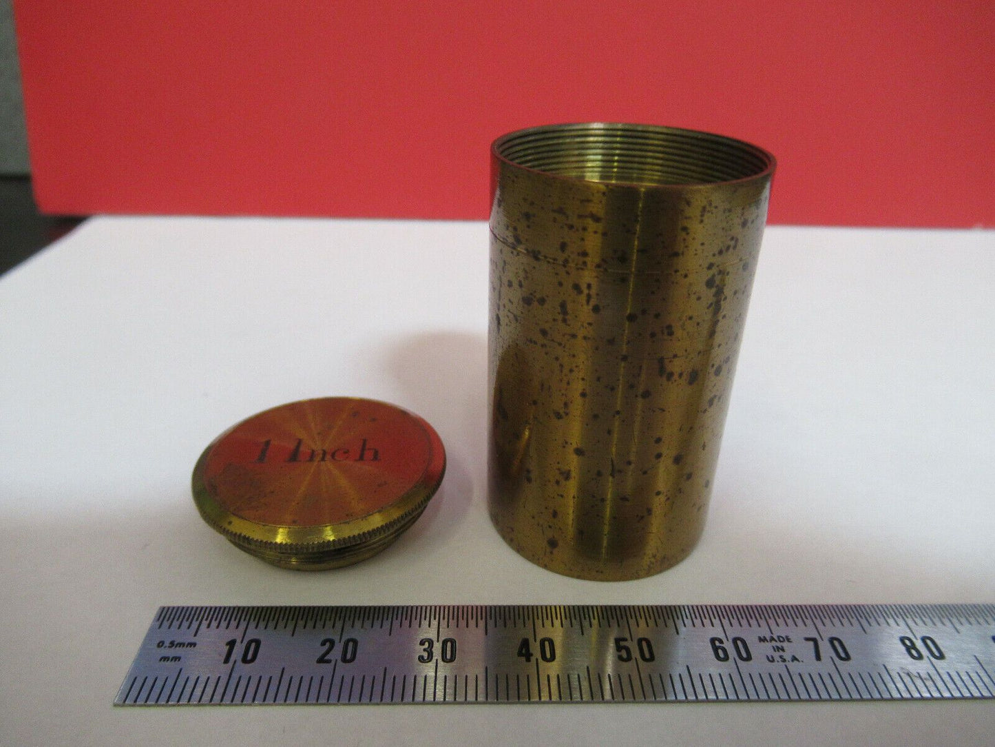 EMPTY BRASS CONTAINER for MICROSCOPE OBJECTIVE PART AS PICTURED #B7-A-72