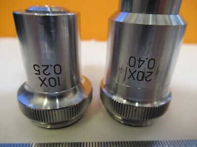 LOT 2 EA OBJECTIVE 10X 20X JAPAN OPTICS MICROSCOPE PART as pictured &A4-FT-93