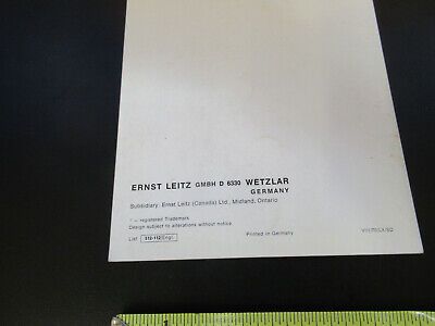 ORIGINAL BOOKLET LEITZ WETZLAR GERMANY DIALUX  MICROSCOPE PART AS PICTURED W3