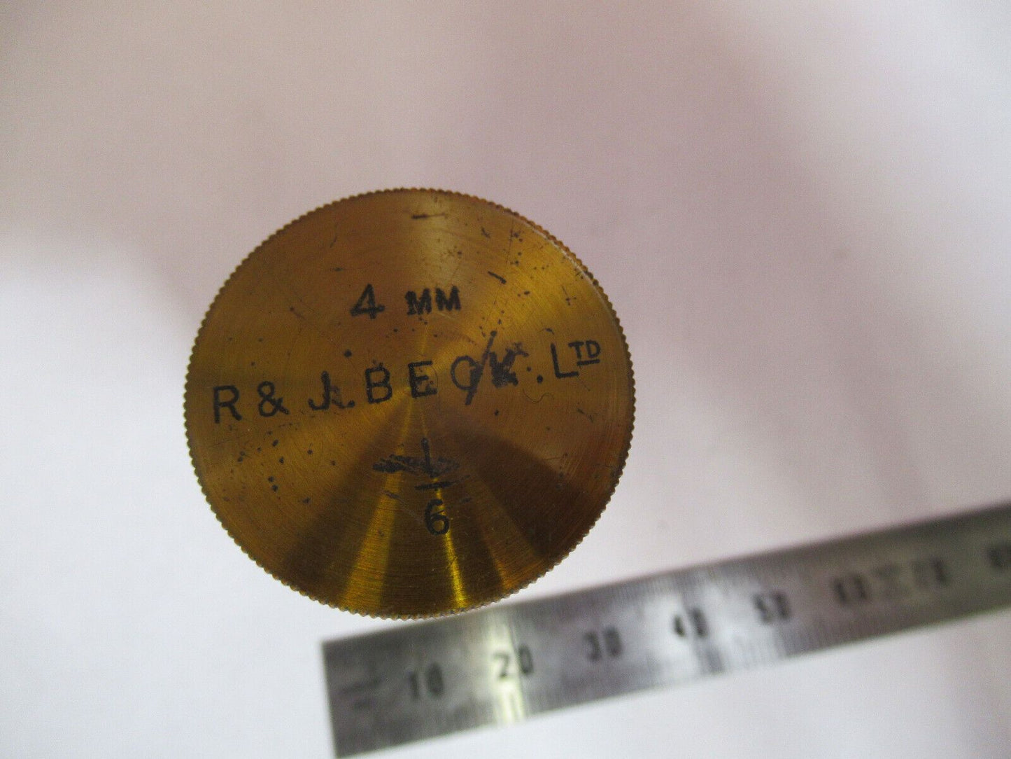 ANTIQUE BRASS OBJECTIVE CAN BECK UK MICROSCOPE PART OPTICS AS PICTURED 81-B-23