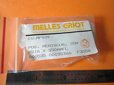 OPTICAL MELLES GRIOT LENS 25 mm DIAMETER FL 350 mm LASER OPTICS BIN#D7