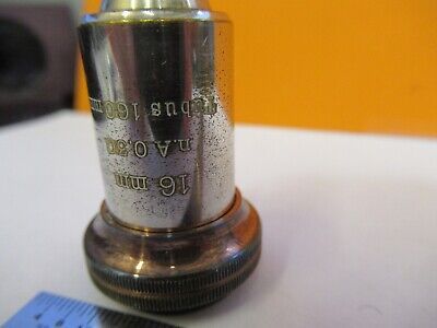 ANTIQUE CARL ZEISS 16mm /160 OBJECTIVE MICROSCOPE PART AS PICTURED &8M-A-13