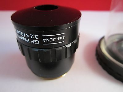 OPTICAL MICROSCOPE OBJECTIVE AUS JENA 3.2X INFINITY PLAN ACHRO OPTICS BIN#C6