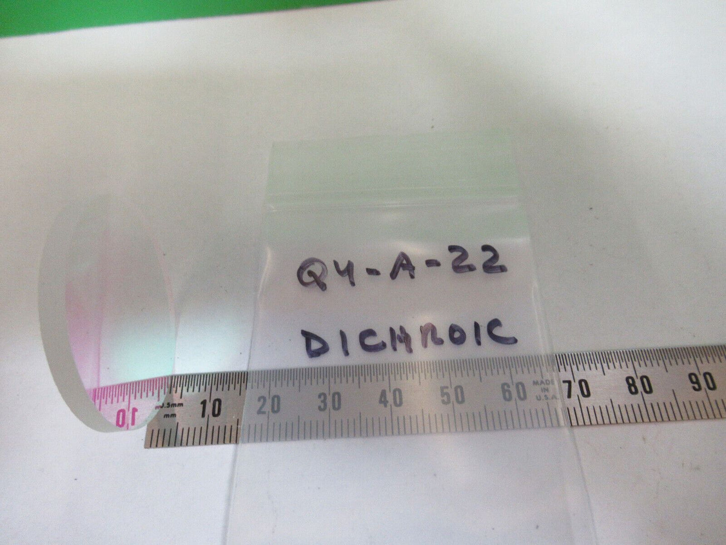 OPTICAL DICHROIC COATED LENS BK7 OPTICS AS IS &Q4-A-22