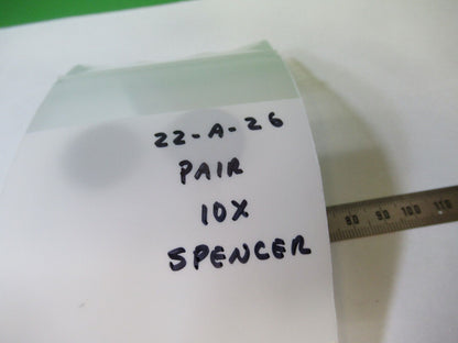 SPENCER AO PAIR 10X EYEPIECE OPTICS LENS MICROSCOPE PART AS PICTURED #22-A-26