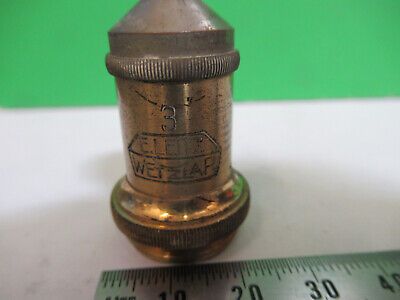 ANTIQUE ERNST LEITZ BRASS OBJECTIVE OPTICS MICROSCOPE PART AS PICTURED &Q9-A-35