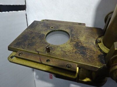 ANTIQUE 1880's BRASS MATTHEWS LONDON FRAME TABLE MICROSCOPE PART AS IS &96-02