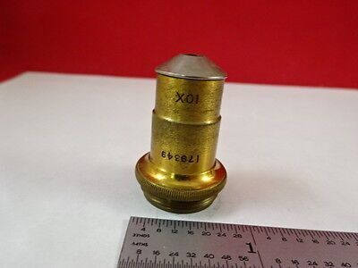 MICROSCOPE PART ANTIQUE BRASS OBJECTIVE SPENCER 10X BUFFALO OPTICS AS IS N5-A-13