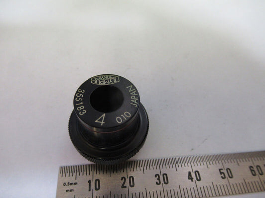 OLYMPUS JAPAN 4X OBJECTIVE LENS MICROSCOPE PART AS PIC &R2-B-05