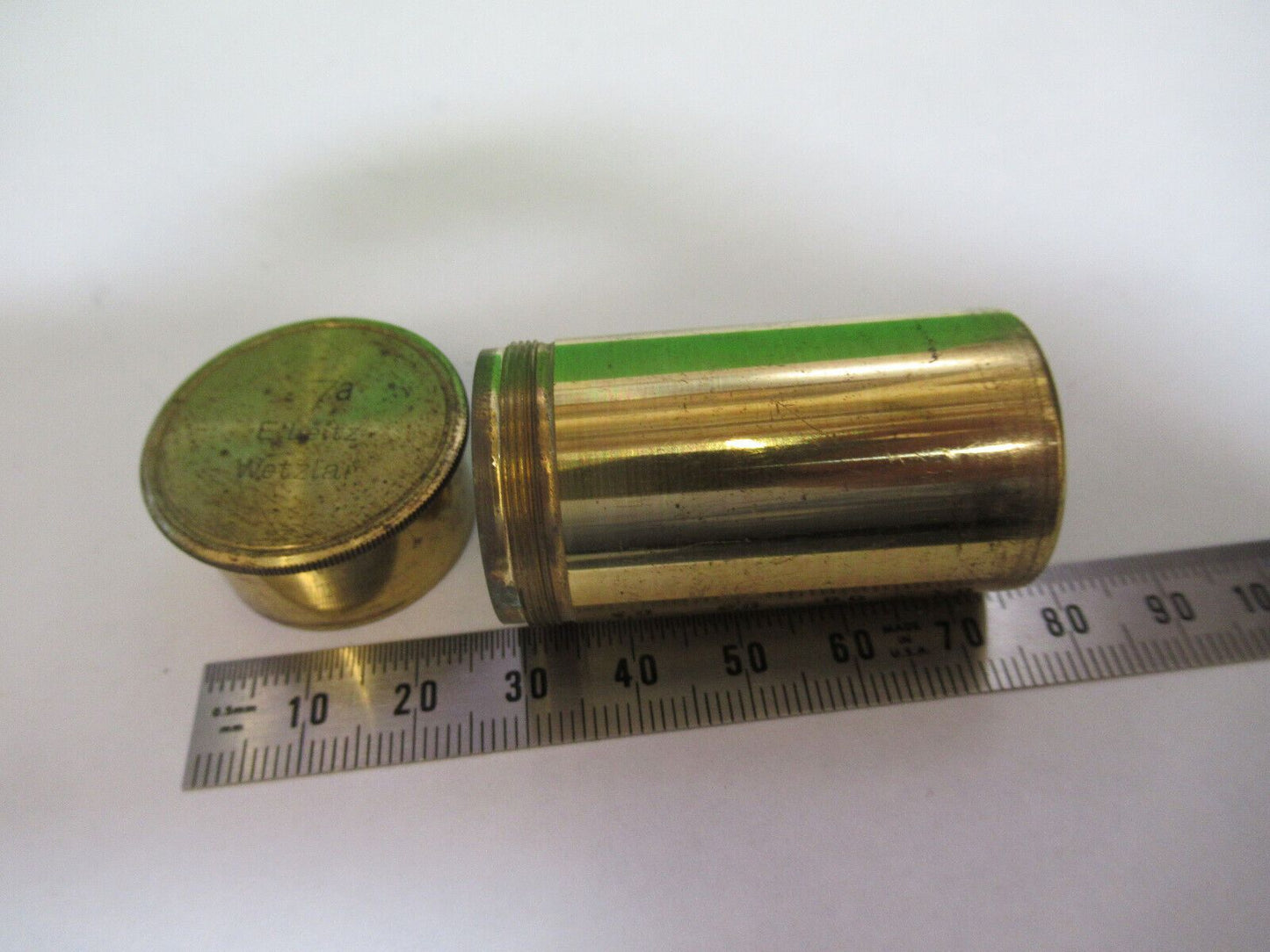 ANTIQUE BRASS LEITZ "7a" CANISTER OBJECTIVE MICROSCOPE PART AS PICTURED P2-B-40