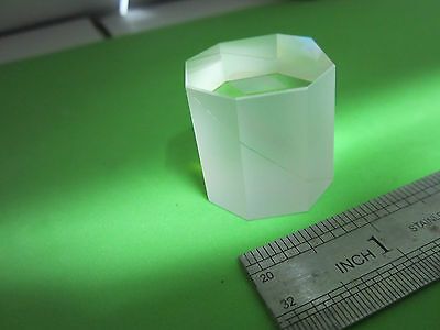 OPTICAL weird truncated prism coated inside circle ?? LASER OPTICS BIN#3c-70