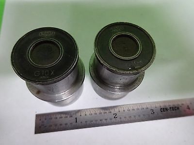 MICROSCOPE PART EYEPIECE  LOT 2 EA OLYMPUS G10X [dirty] OPTICS AS IS BIN#W1-22