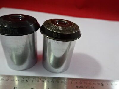 VINTAGE LOT 2 EA EYEPIECE 10X BAUSCH LOMB MICROSCOPE OPTICS AS IS &93-78