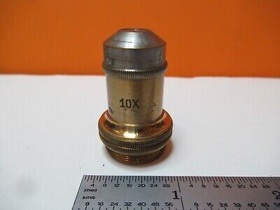 ANTIQUE LEITZ GERMANY POL OBJECTIVE 10X P3 MICROSCOPE OPTICS AS PIC &16-B-12