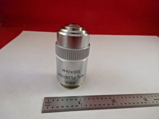 MICROSCOPE PART OBJECTIVE LEITZ GERMANY FLUOTAR 100X INFINI OPTICS AS IS #F2-A-9