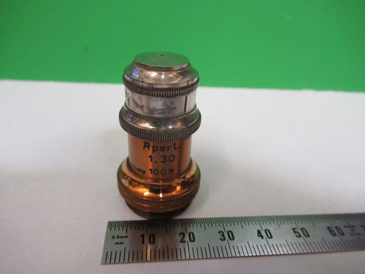 ANTIQUE BRASS ERNST LEITZ 100X OBJECTIVE MICROSCOPE PART AS PICTURED F4-B-09