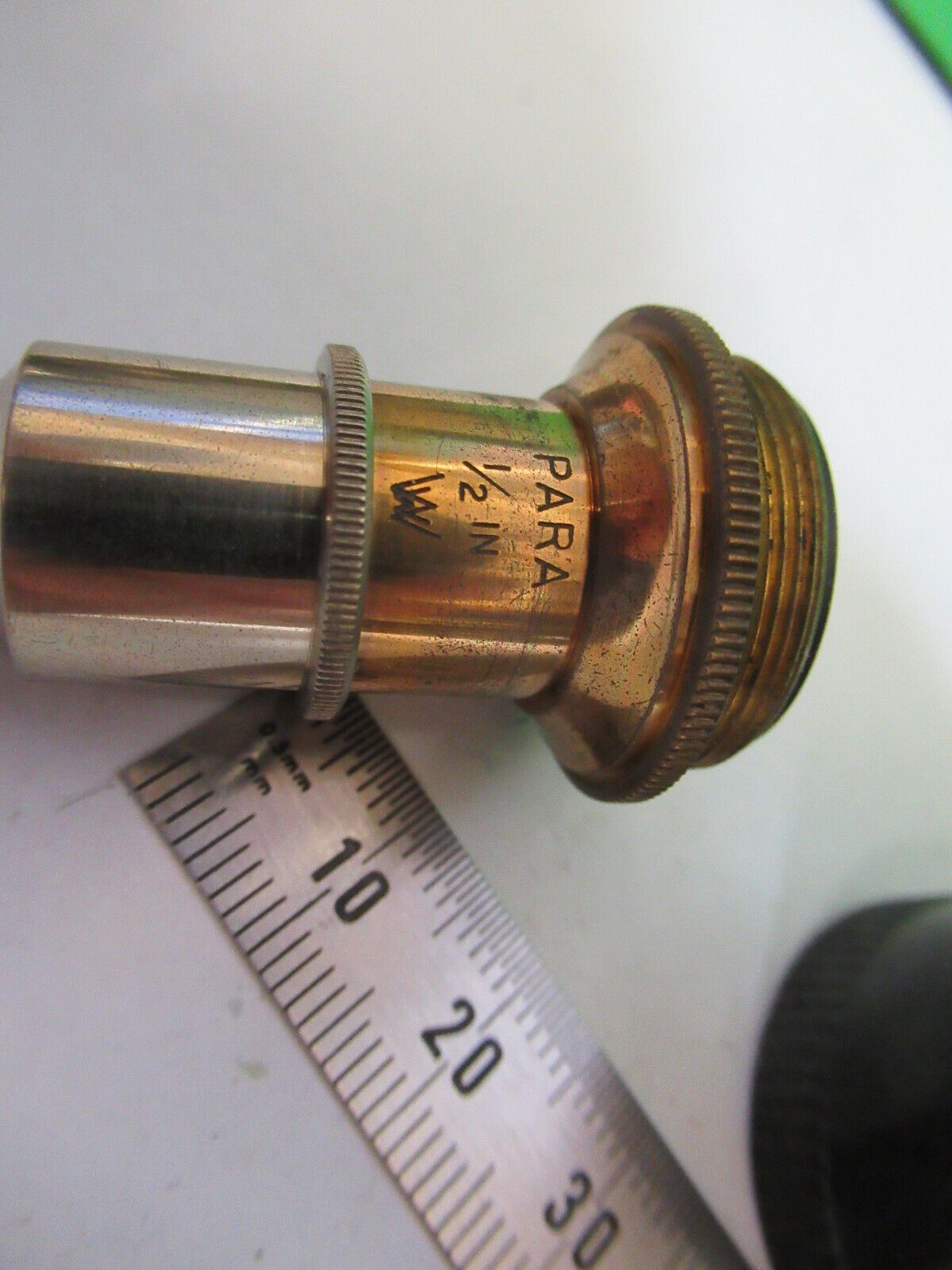 ANTIQUE BRASS 1/2 WATSON UK OBJECTIVE OPTICS MICROSCOPE PART AS PICTURED R2-B-86