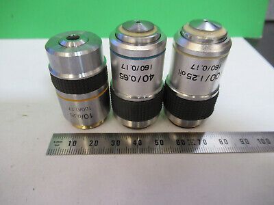 LOT 3 EA 10X 40X 100X /160 LENSES OBJECTIVE MICROSCOPE PART AS PICTURED &R7-B-11