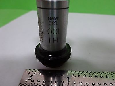 MICROSCOPE PART OBJECTIVE OLYMPUS JAPAN HI 100X OPTICS AS IS BIN#H7-A-10