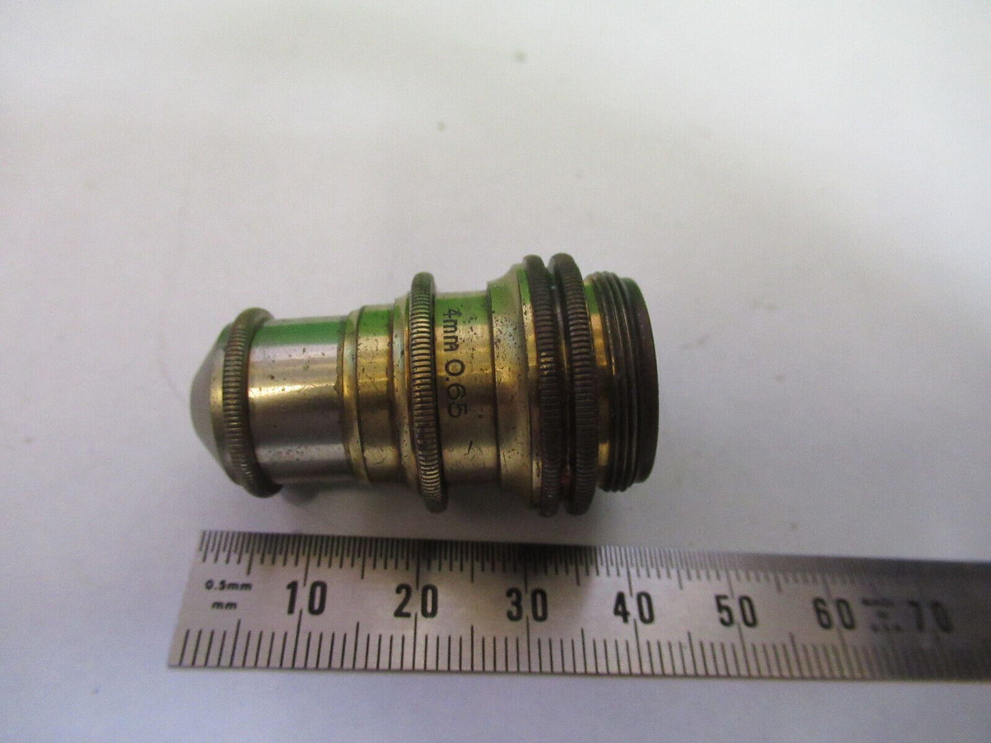 ANTIQUE BRASS BAUSCH LOMB OBJECTIVE 4mm MICROSCOPE PART AS PICTURED G5-A-52