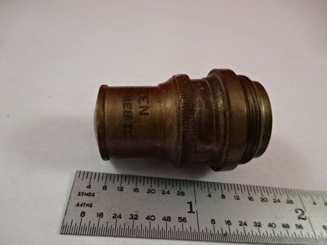 RARE BRASS ANTIQUE QUEEN OBJECTIVE MICROSCOPE PART OPTICS AS IS &33-A-108