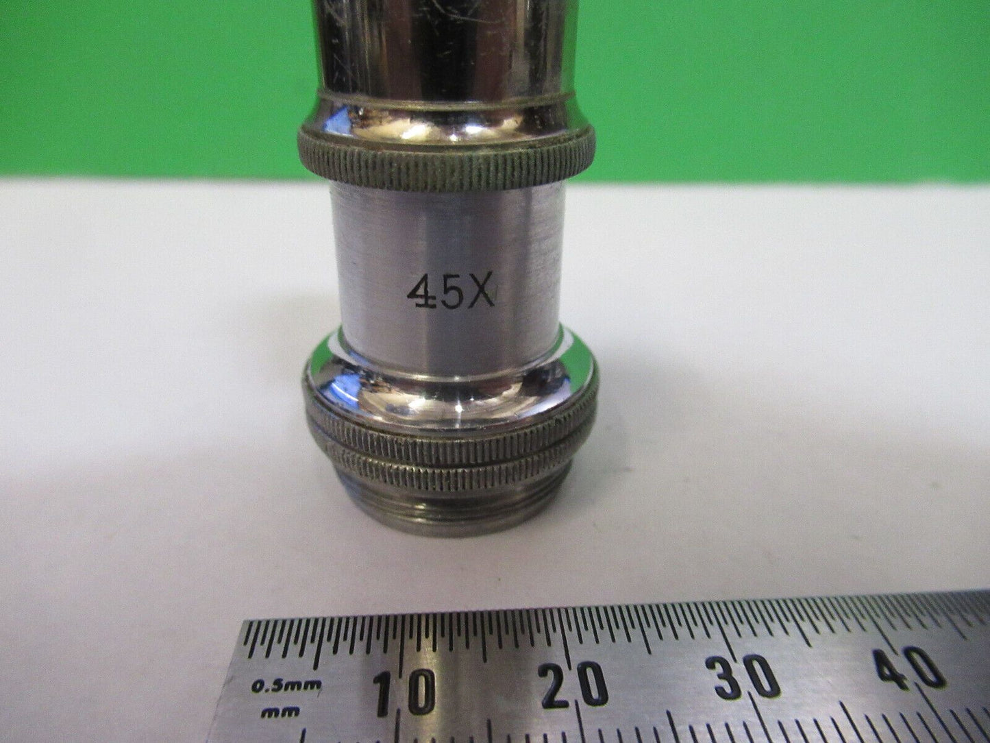 MICROSCOPE OBJECTIVE LEITZ 45X POL P6 GERMANY OPTICS AS PICTURED #S2-C-86