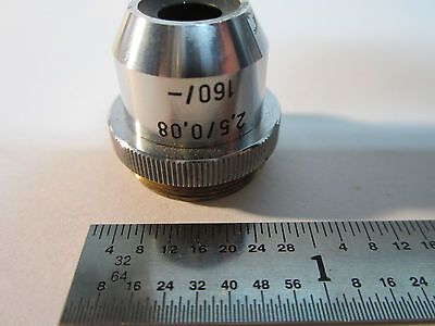 MICROSCOPE PART OBJECTIVE REICHERT AUSTRIA 2.5X OPTICS BIN#24-57-4