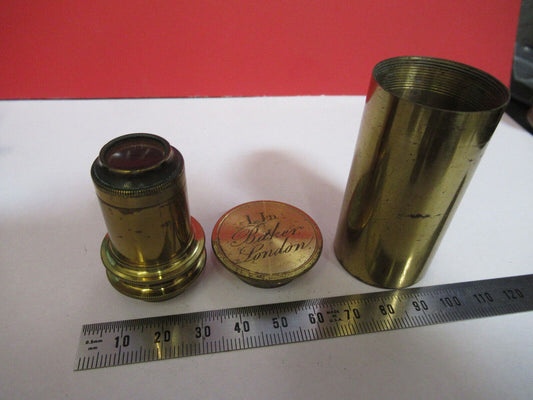 ANTIQUE BRASS  BAKER LONDON 1 inch OBJECTIVE MICROSCOPE PART AS PICTURED G4-A-70