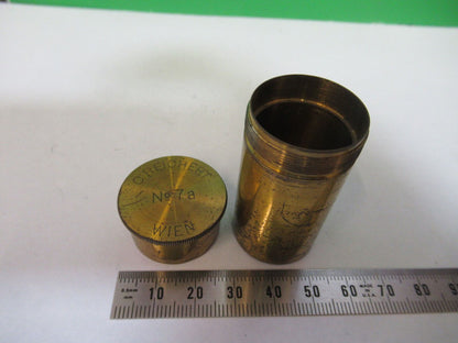 ANTIQUE BRASS REICHERT CANISTER OBJECTIVE MICROSCOPE PART AS PICTURED &P2-B-96