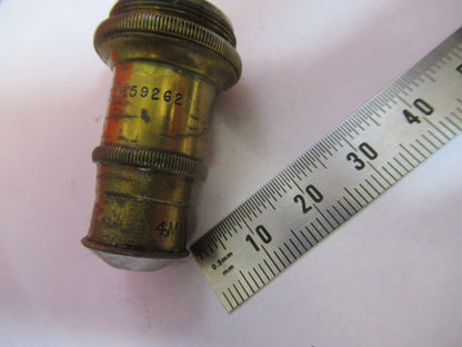 ANTIQUE BRASS SPENCER 44X OBJECTIVE MICROSCOPE PART AS PICTURED &S9-A-60