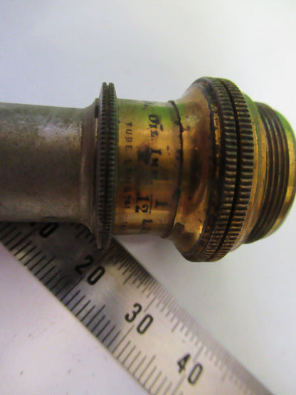 ANTIQUE BRASS 1/12 BAUSCH LOMB OBJECTIVE MICROSCOPE PART AS PICTURED #W5-B-29