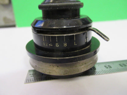 SPENCER ANTIQUE CONDENSER + IRIS OPTICS MICROSCOPE PART AS PICTURED &R7-B-17x