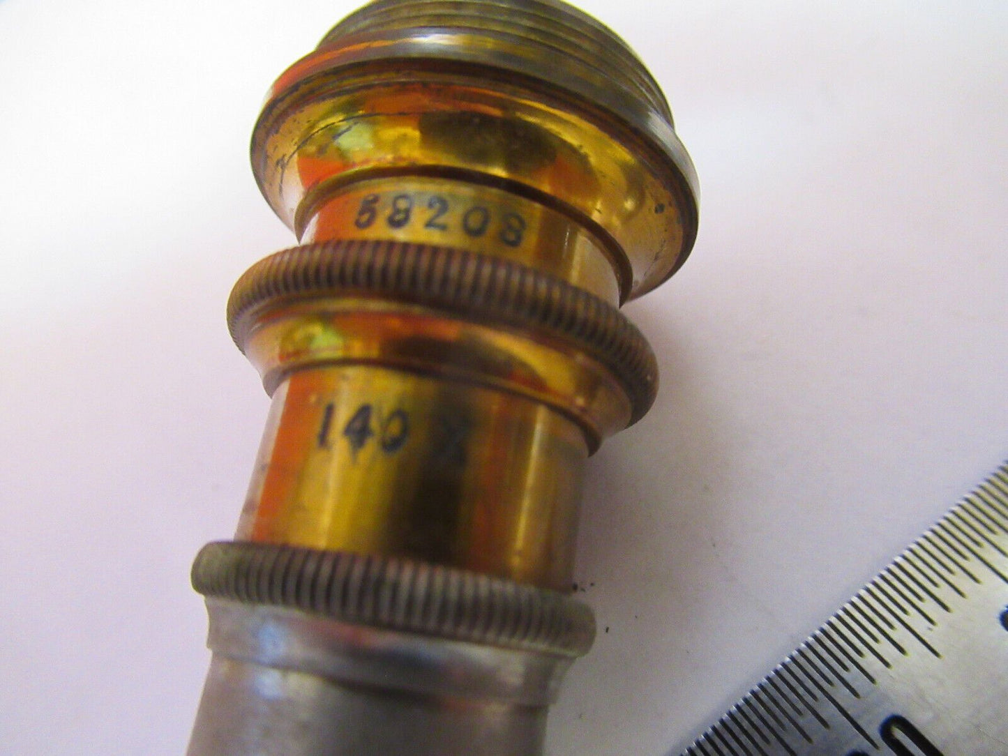 ANTIQUE BRASS SPENCER 140X RARE OBJECTIVE MICROSCOPE PART AS PICTURED #R3-C-48