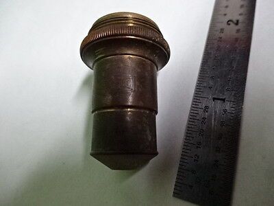 MICROSCOPE PART VINTAGE BRASS OBJECTIVE SPENCER 10X OPTICS AS IS #AE-07