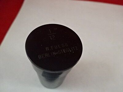 EMPTY ANTIQUE MICROSCOPE OBJECTIVE CONTAINER R. FUESS BERLIN 1/12 AS IS #Q5-A-05