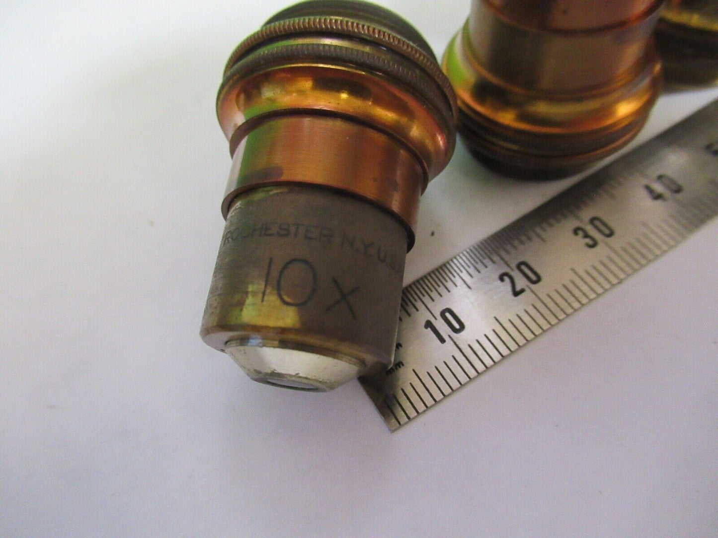 LOT OBJECTIVES BAUSCH LOMB ANTIQUE BRASS MICROSCOPE PART AS PICTURED W1-B-14