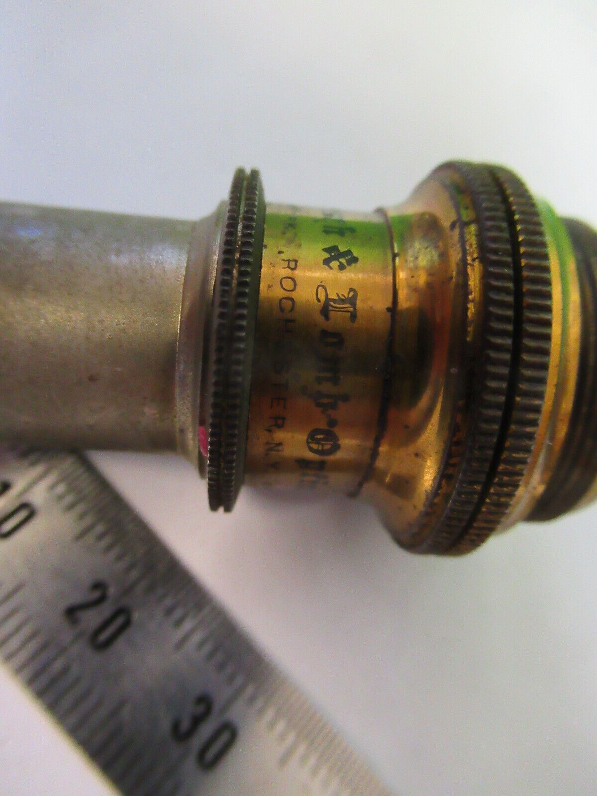 ANTIQUE BRASS 1/12 BAUSCH LOMB OBJECTIVE MICROSCOPE PART AS PICTURED #W5-B-29