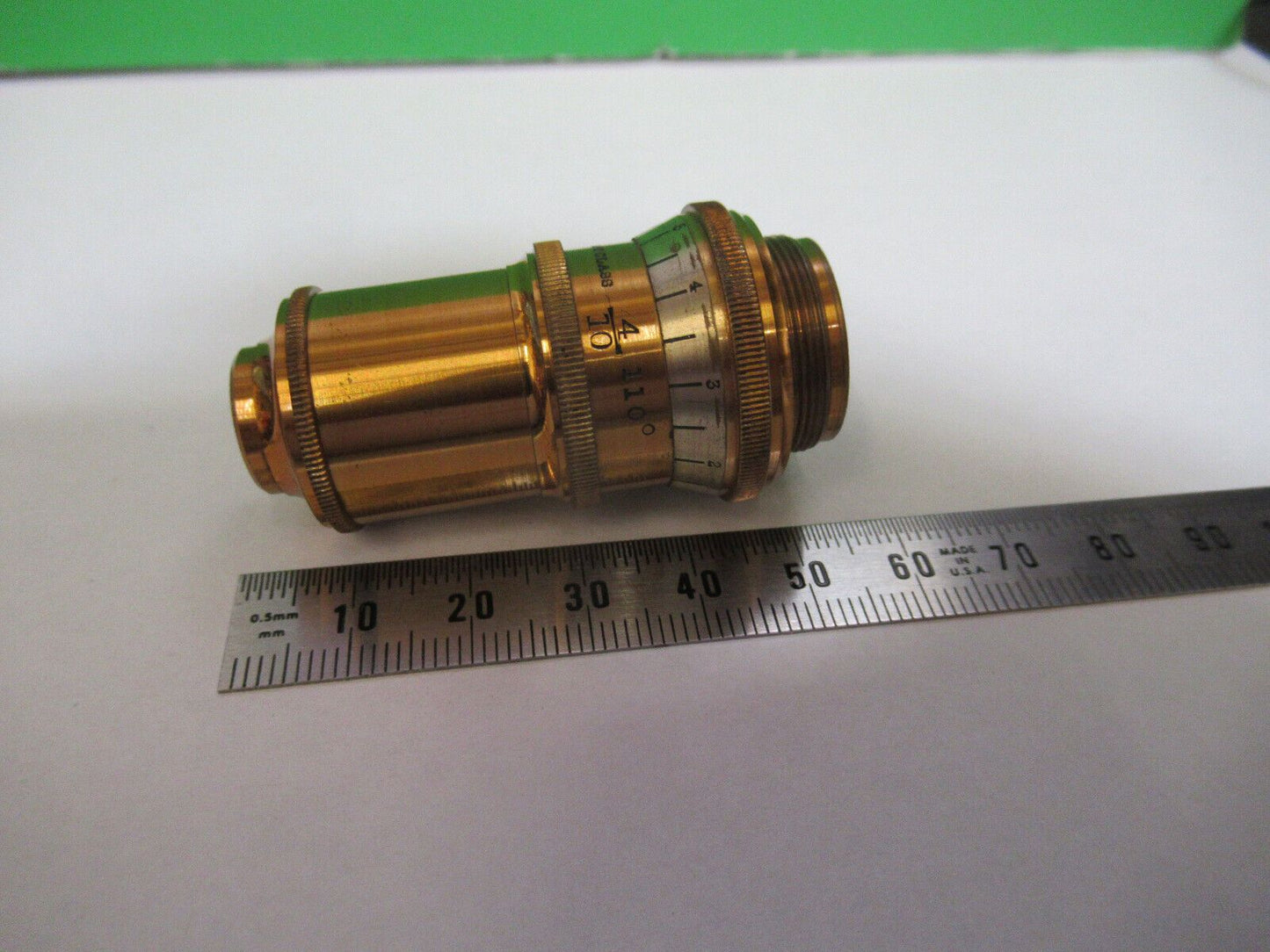 ANTIQUE BRASS BAUSCH LOMB 4/10 OBJECTIVE MICROSCOPE PART AS PICTURED #H3-A-13