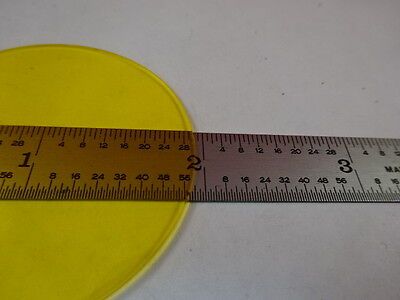 MICROSCOPE PART YELLOW GLASS LARGE ROUND FILTER OPTICS AS IS #M6-A-64