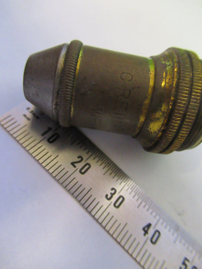 ANTIQUE BRASS REICHERT OBJECTIVE OPTICS MICROSCOPE PART AS PICTURED &R3-B-18