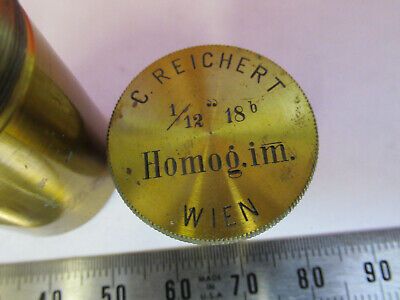 ANTIQUE BRASS REICHERT WIEN OBJECTIVE "1/12" MICROSCOPE PART AS PICTURED F6-B-98