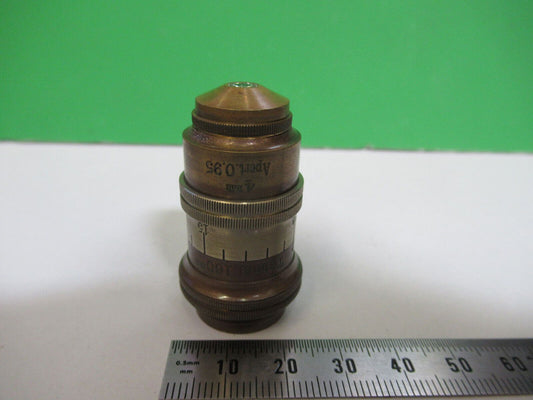 ANTIQUE BRASS CARL ZEISS  APO 4mm OBJECTIVE MICROSCOPE AS PICTURED #H3-A-45