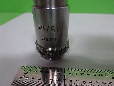 MICROSCOPE PART LEITZ GERMANY VINTAGE  OBJECTIVE 45X OPTICS AS IS BIN#2B-E-18