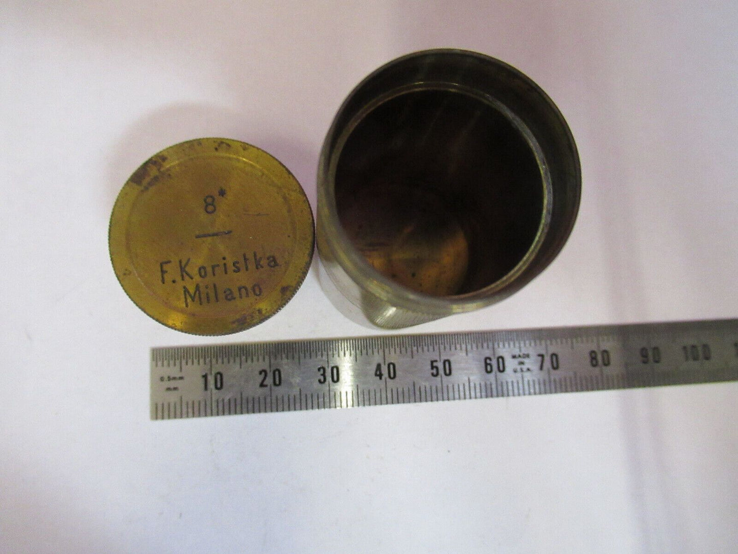 KORISTKA MILAN ITALY ANTIQUE BRASS EMPTY CAN MICROSCOPE PART AS PICTURED H9-B-12